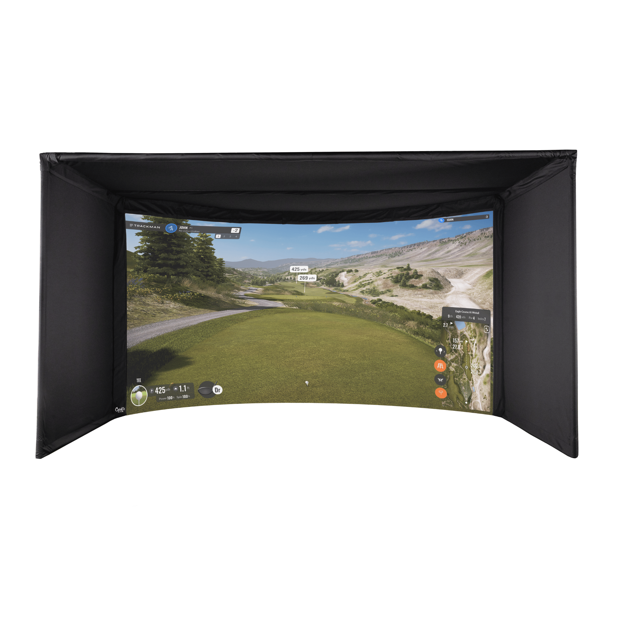 Carl's Place Curved Golf Simulator Enclosure Kit with Impact Screen-Front