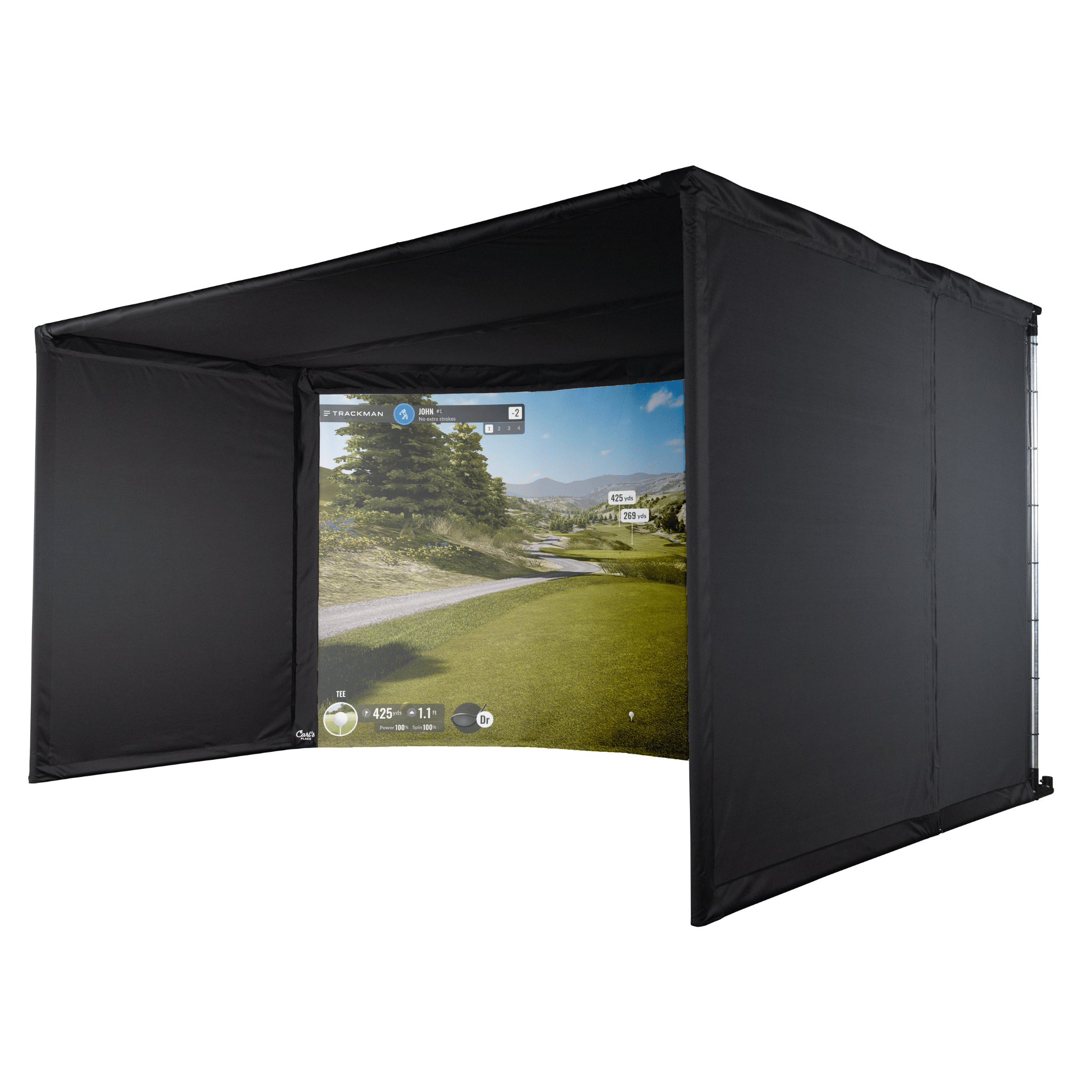 Carl's Place Curved Golf Simulator Enclosure Kit with Impact Screen-LeftSide