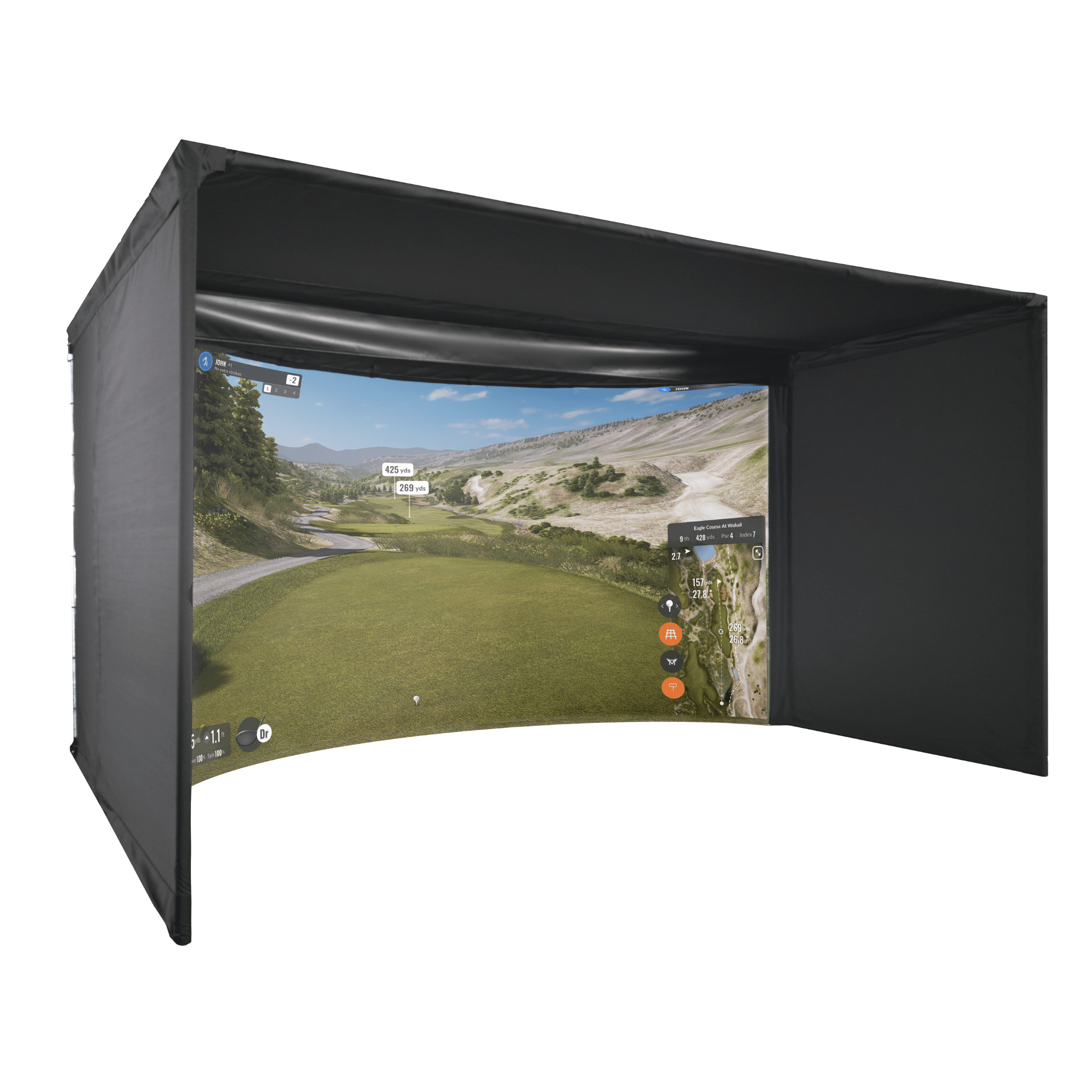 Carl's Place Curved Golf Simulator Enclosure Kit with Impact Screen-Right