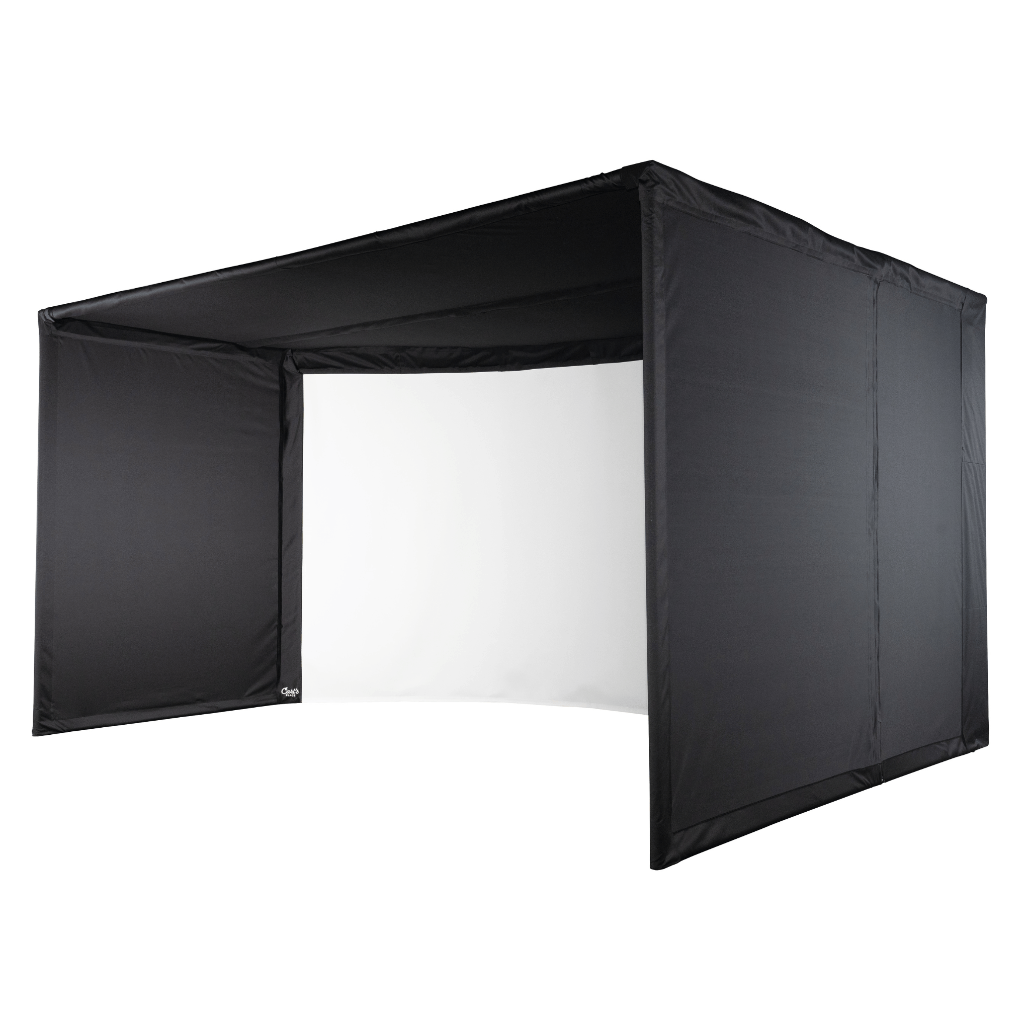 Carl's Place Curved Golf Simulator Enclosure Kit with Impact Screen-LeftBlank