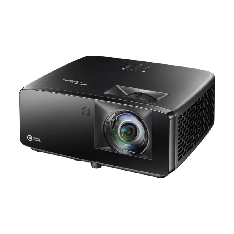 Optoma GT2400HDR angled view showing compact short-throw body